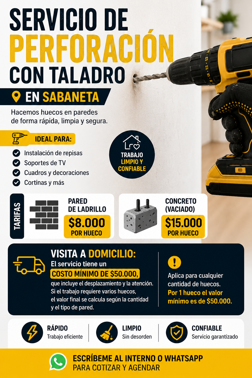 SERVICIO DE PERFORACIÓN EN SABANETA 🔧