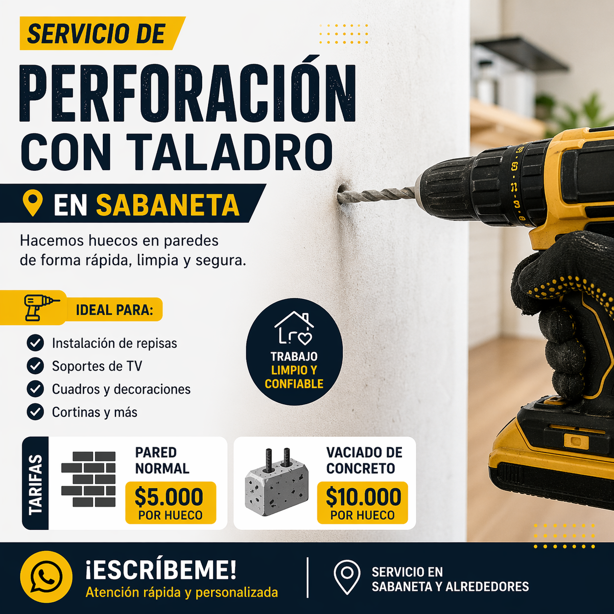 SERVICIO DE PERFORACIÓN EN SABANETA 🔧