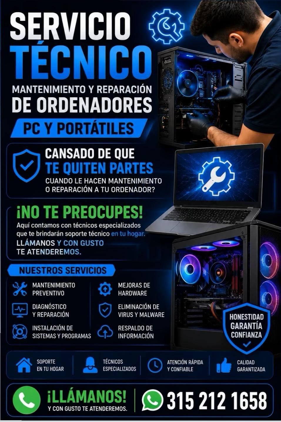 SERVICIO TECNICO DE COMPUTADORES, PORTATILES, ORDENADORES