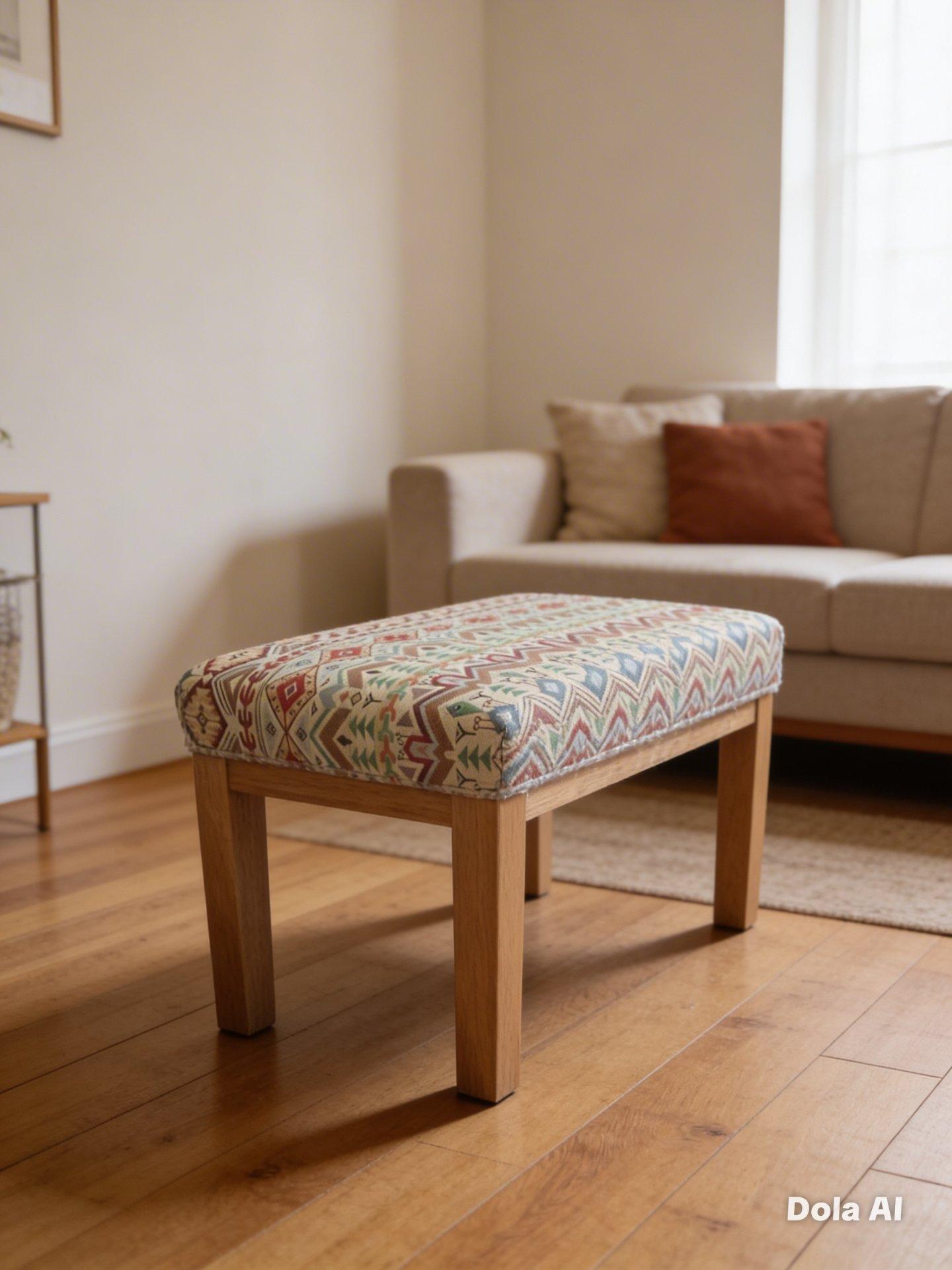 Taburete elegante en flor morado tela española