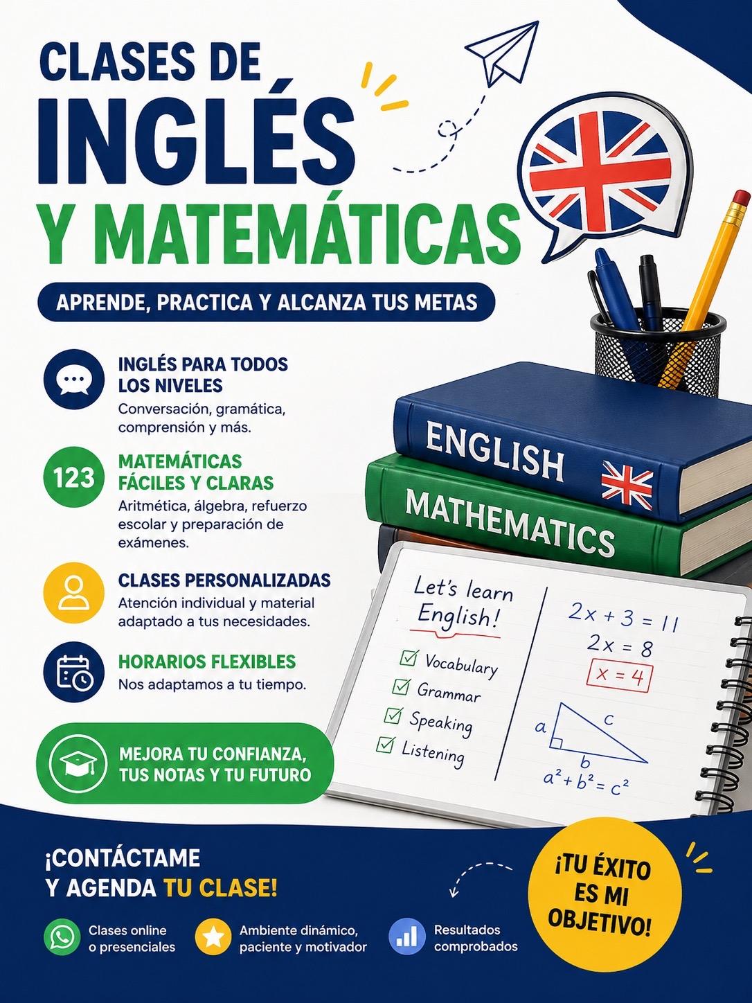 📚 ¡Clases Privadas de Inglés y Matemáticas!