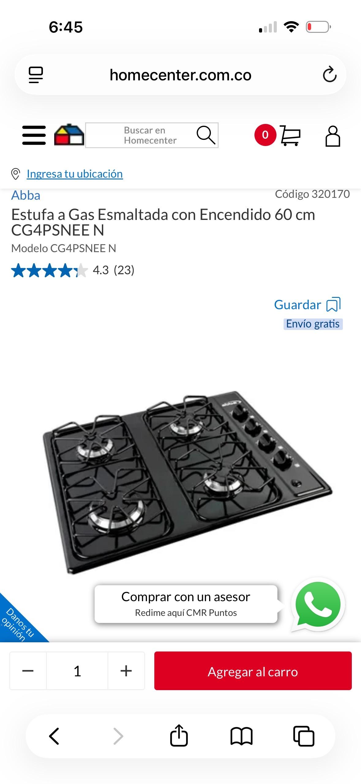 Estufa de empotrar 4 puestos