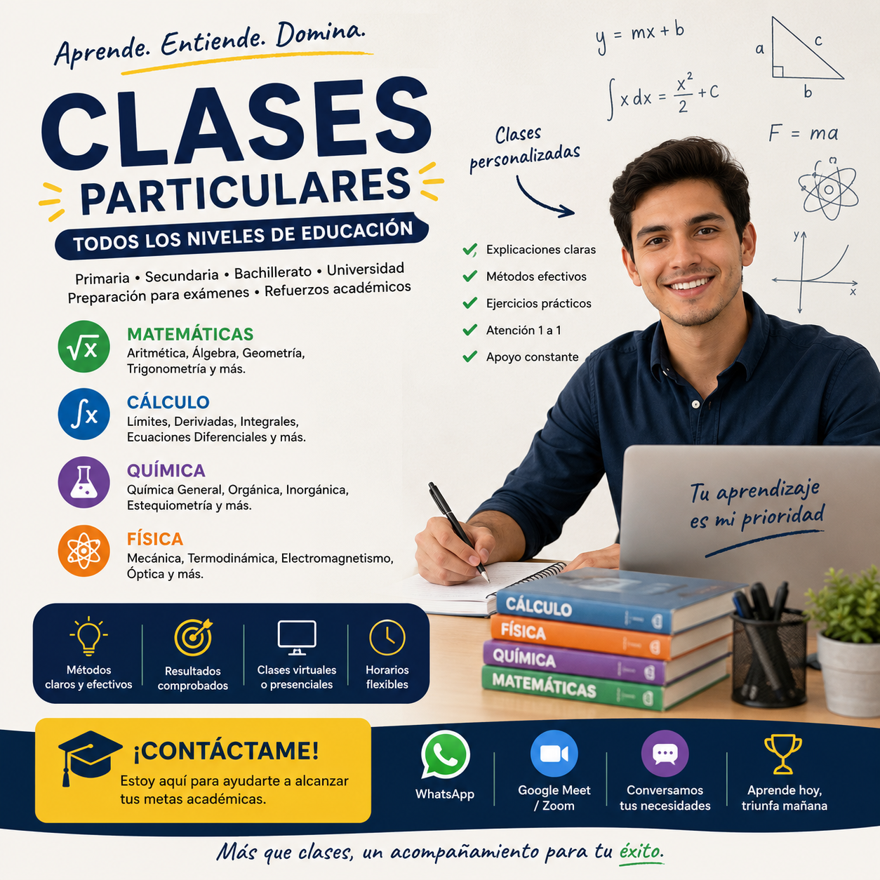 CLASES PERSONALIZADAS MATEMATICAS,QUIMICA,FISICA