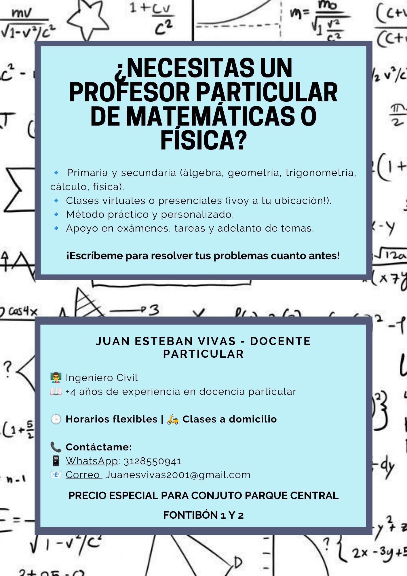 Clases particulares de matemáticas y física