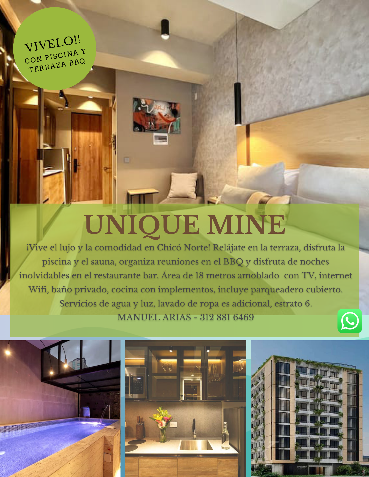 Apartaestudio amoblado en Chicó