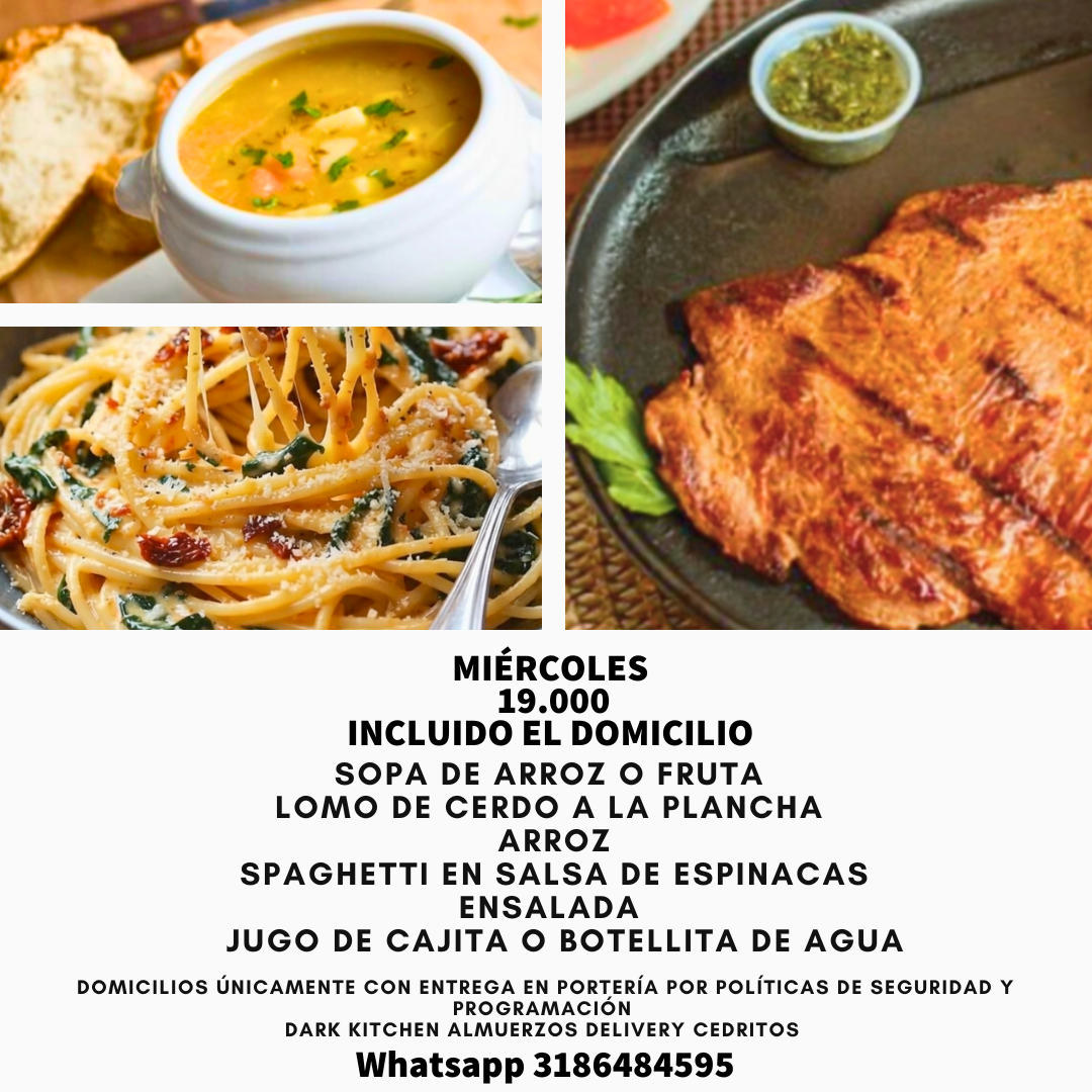 Almuerzo casero a domicilio en Cedritos 19.000