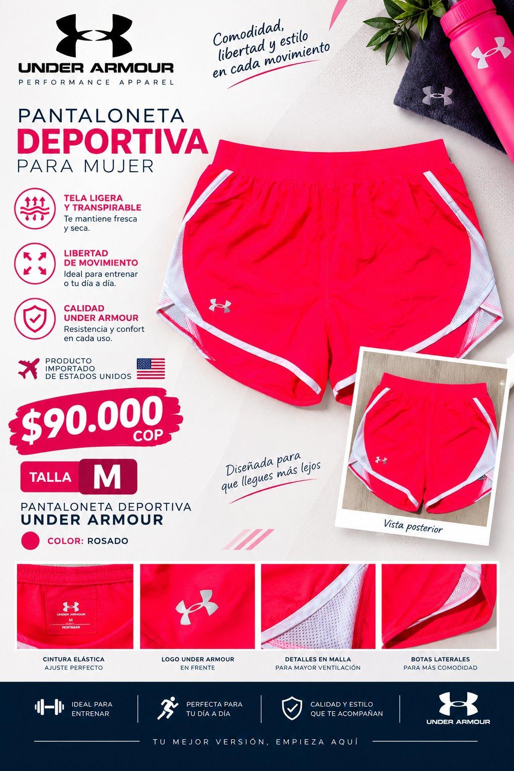 👟 Short Deportivo Fucsia Para Mujer Talla M