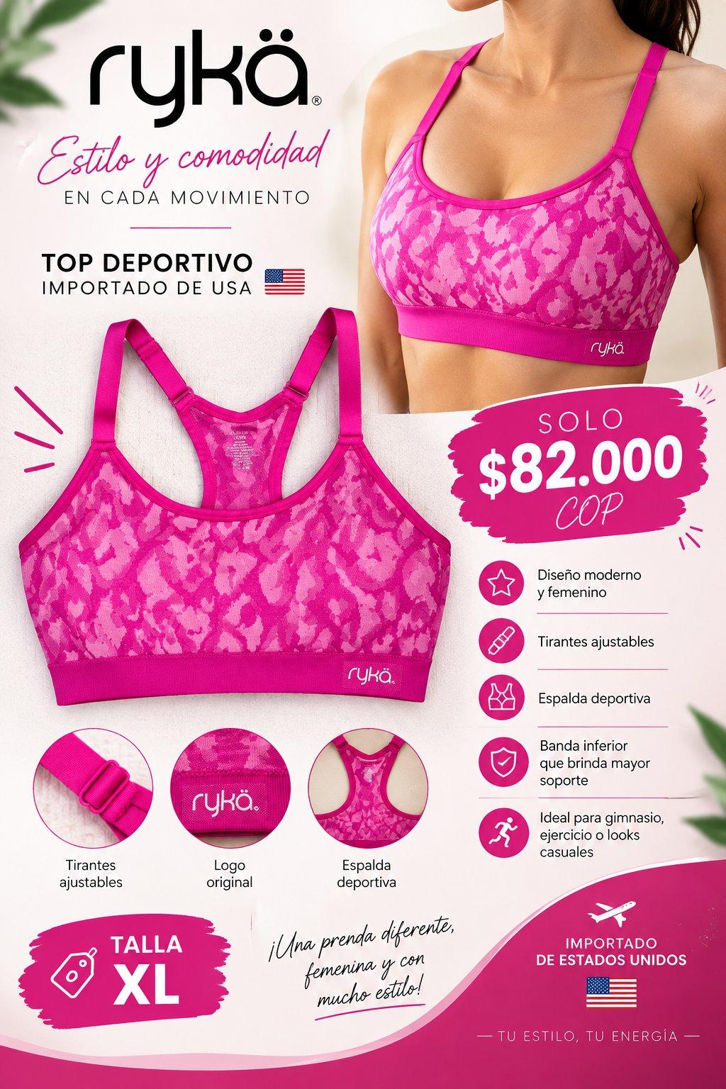 TOP FUCSIA DEPORTIVO TALLA XL PRECIO $72.000