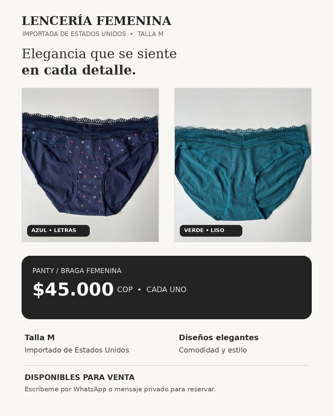 Panty Cachetero Tommy Verde Talla M 💚