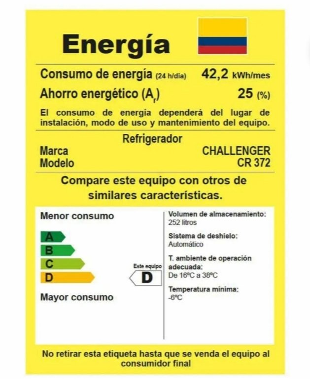 Nevera CHALLENGER No Frost 270 litros CR372 B