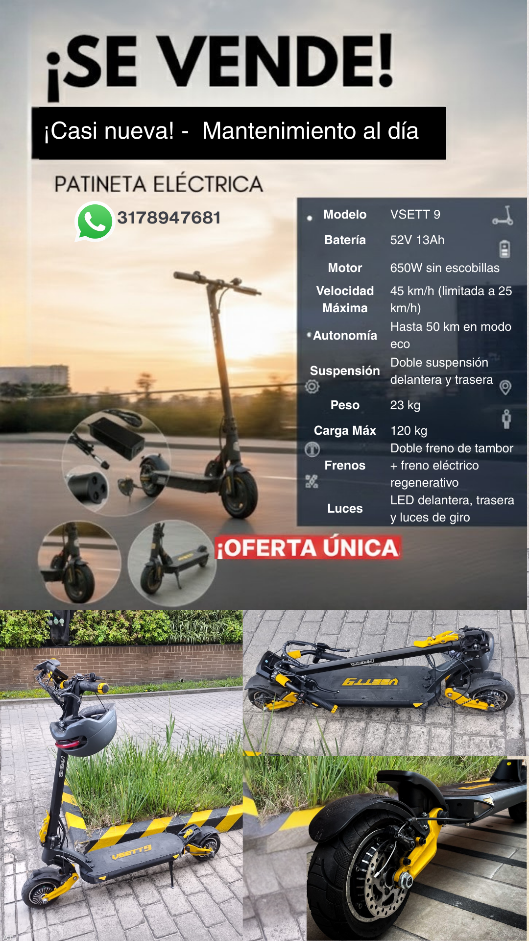 Patineta electrica  VSETT 9
