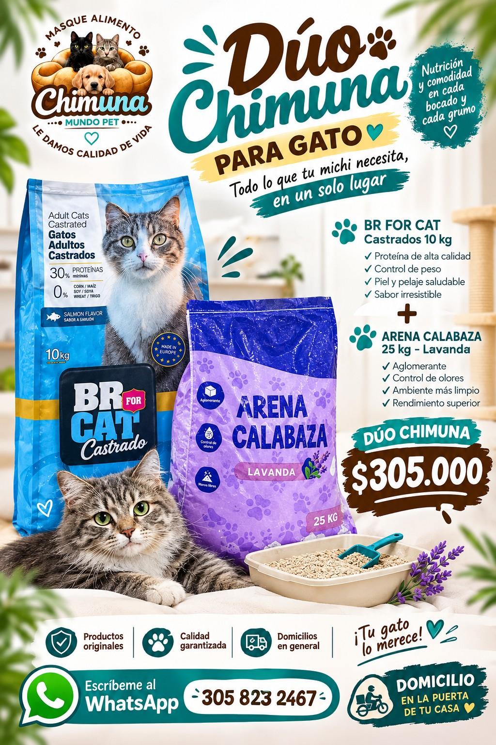 DUO chimuna Br for cat 10 k + arena calabaza 25 kg